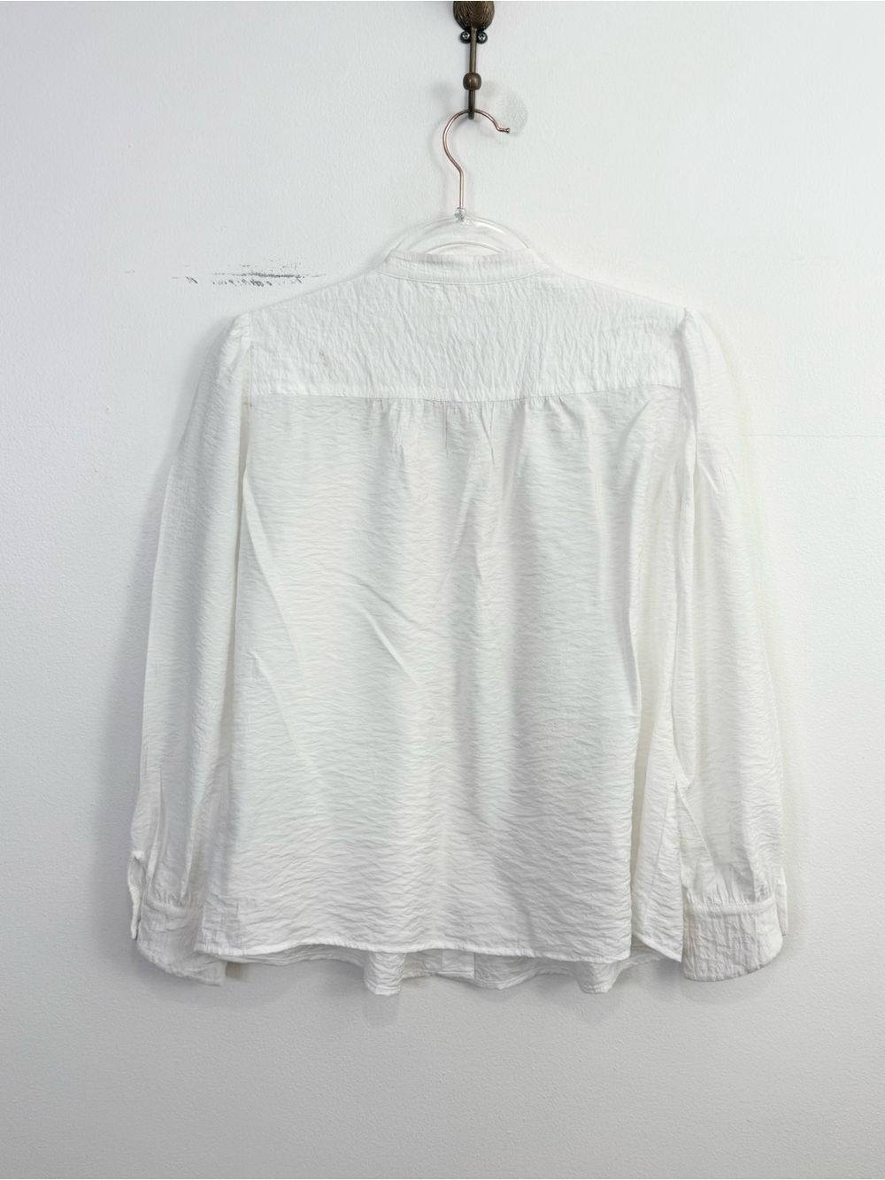 ba&sh Laura Pleated Lace Trim Blouse Ivory XS Romantic Pintuck Puff Sleeve Top - Picture 7 of 7